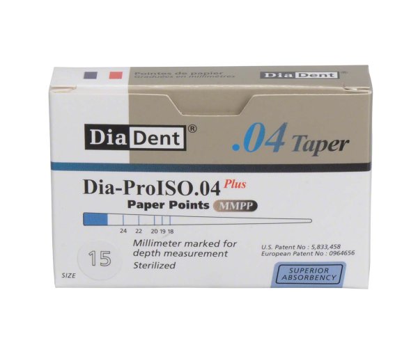 DiaDent® Dia-Pro Paper Points 100 Stück Taper.04, ISO 015