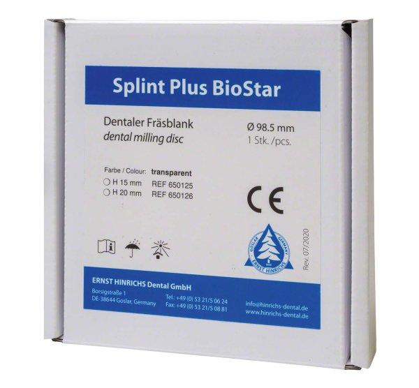 Splint Plus BioStar Ø 98,5 mm, H 15 mm, transparent