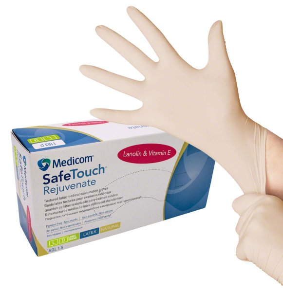 Medicom® SafeTouch® Rejuvenate Latex-Handschuhe 100 Stück puderfrei, natural, L