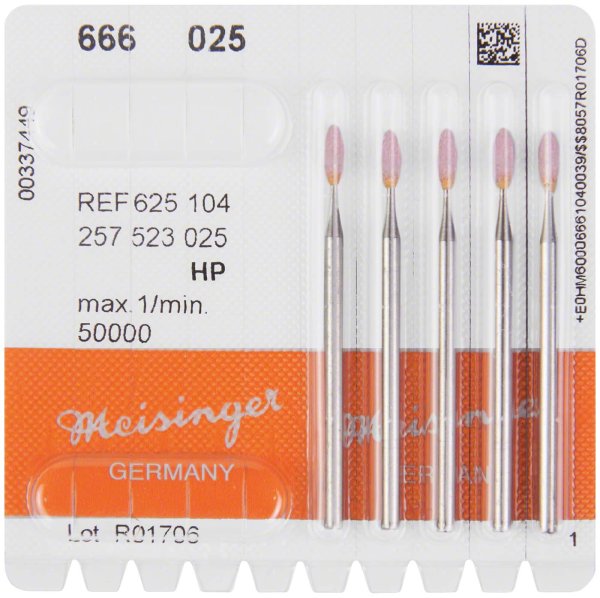 Keramische Schleifer 666 5 Stück rosa mittel, HP, Figur 257, 6,5 mm, ISO 025