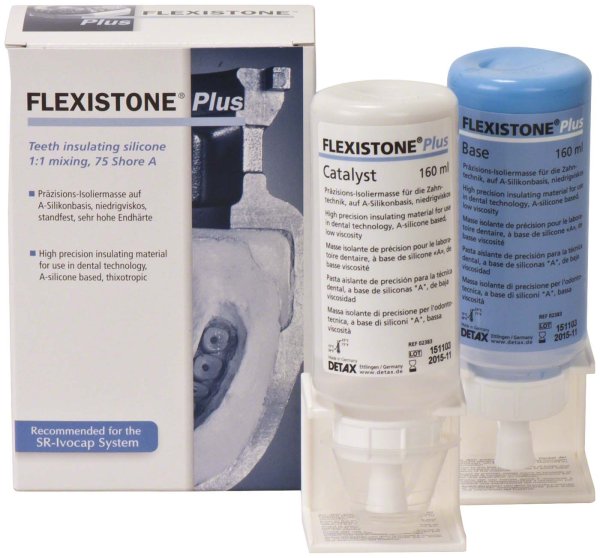 FLEXISTONE® Plus 160 ml Base, 160 ml Katalysator, 2 Ständer, 1 Anrührschale