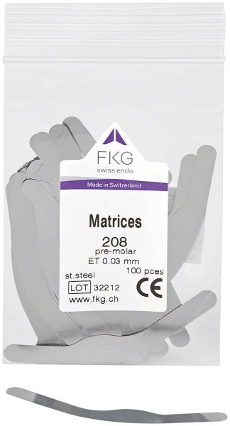 FKG Matrizen 100 Stück 208, ET 0,03 mm, Prämolar