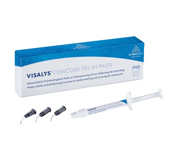 Visalys® CemCore Try In Paste 1,4 ml Spritze bleach, 5 Applikationskanülen