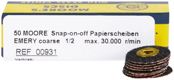 MOORE® Snap-on-off Papierscheiben 200 Stück Garnet, mittel, Ø 19 mm