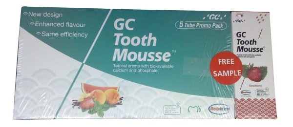 GC Tooth Mousse® **Promopack 5+1** 6 x 40 g (Melone, Erdbeere, Tutti-Frutti, Mint, Vanille) plus 1 T