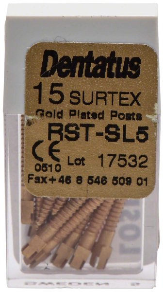 Classic Surtex vergoldete Wurzelstifte 15 Stück 17 mm, Ø 1,65 mm, Größe 5