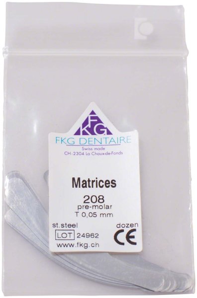 FKG Matrizen 12 Stück 208, ET 0,05 mm, Prämolar