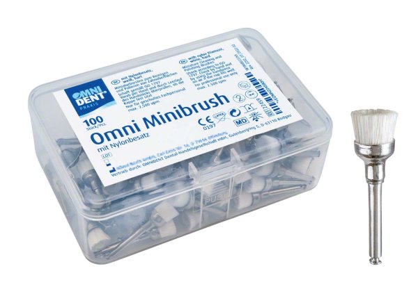 Omni Minibrush 100 Stück Nylonborsten hart, weiß
