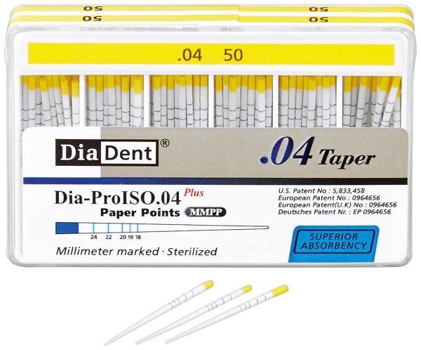 DiaDent® Dia-Pro Paper Points 100 Stück Taper.04, ISO 050