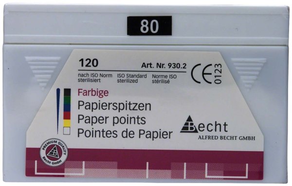 Papierspitzen farbig 120 Stück ISO 080