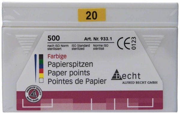 Papierspitzen farbig 500 Stück ISO 020
