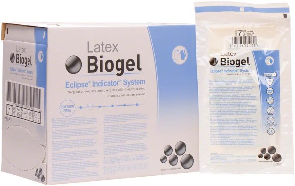 Biogel Eclipse® Indicator® System 25 x 2 Paar puderfrei, (Farbe: stroh, grün), Größe 8,5