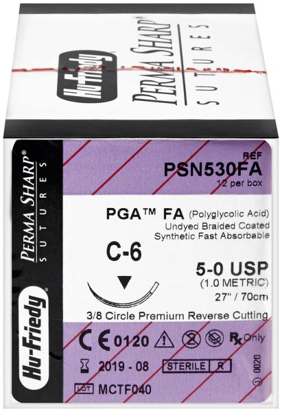 Nahtmaterial 12 Stück PGA 5-OFA/C-6, ungefärbt