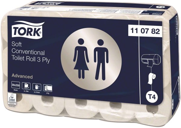 TORK® extra weiches Kleinrollen Toilettenpapier 30 Stück 3-lagig, weich