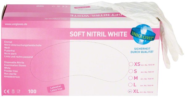 SOFT NITRIL WHITE PREMIUM 100 Stück puderfrei, weiß, XL