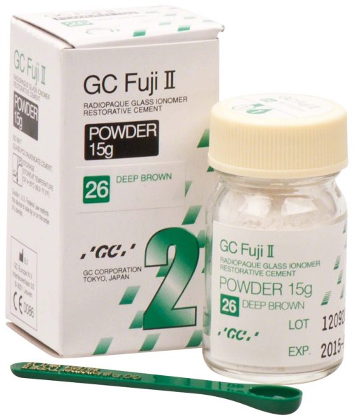 GC Fuji II 15 g Pulver dunkelbraun A4