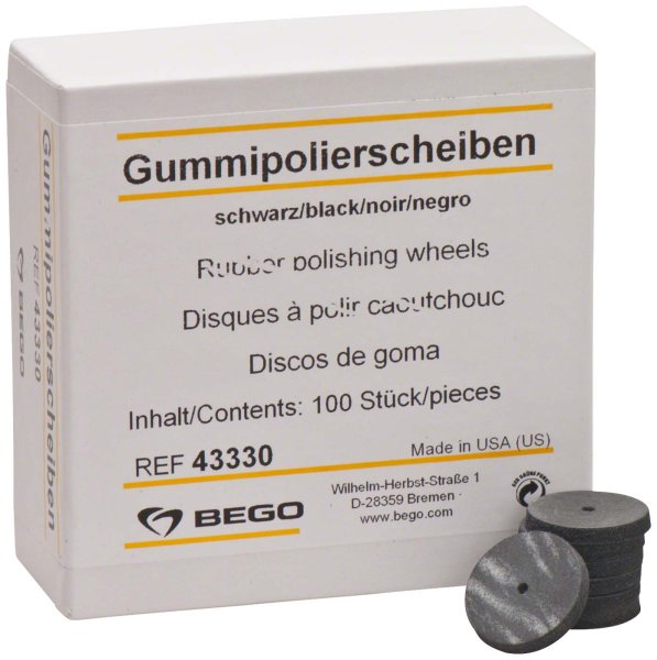 Gummipolierer 100 Stück schwarz, Scheibe Ø 22 mm x 3,5 mm