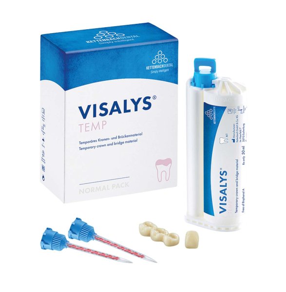 Visalys® Temp **Normal pack** 50 ml Kartusche A1, 15 Mischkanülen blau-orange