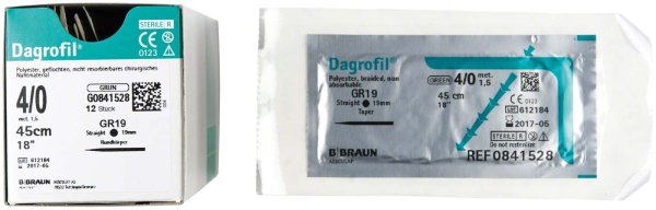 Dagrofil® 12 Stück GR19, USP4/0, 45 cm, grün