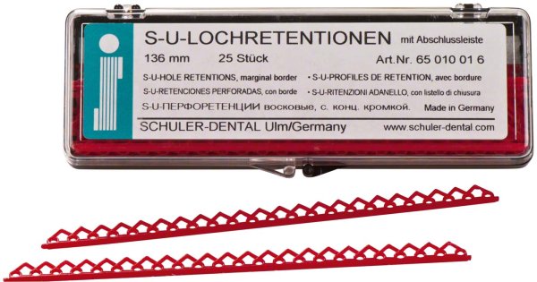S-U-LOCHRETENTIONEN 25 Stück Länge 13,6 cm, mit Abschlußleiste