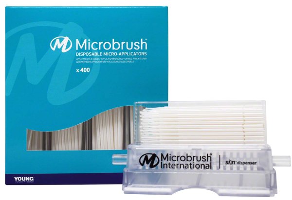 Microbrush® Applikatoren Plus Serie 400 Applikatoren weiß, superfein 1 mm, 1 Dispenser
