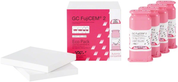 GC FujiCEM® 2 SL **Eco Packung** 4 x 13,3 g Kartusche, 2 Mixing Pads