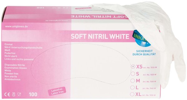 SOFT NITRIL WHITE PREMIUM 100 Stück puderfrei, weiß, XS