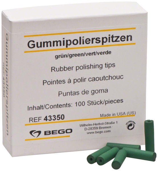 Gummipolierer 100 Stück grün, Spitze, Ø 6,5 mm x 24 mm