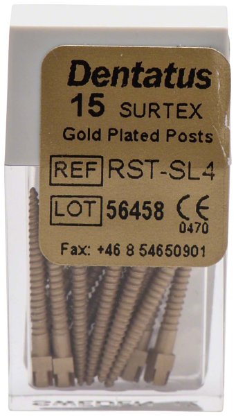 Classic Surtex vergoldete Wurzelstifte 15 Stück 17 mm, Ø 1,5 mm, Größe 4