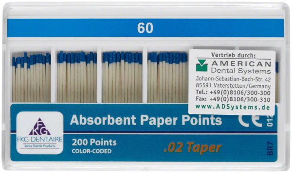 FKG Paper Points 200 Stück Taper.02 ISO 060