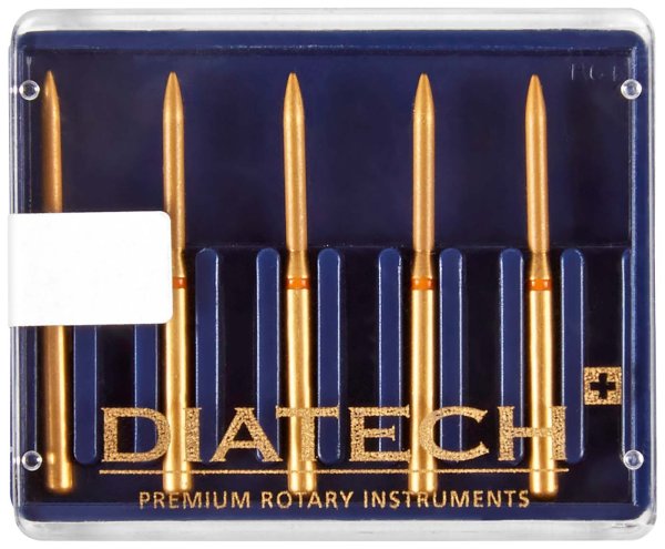 DIATECH Diamanten G860 5 Stück gelb extra fein (XF), FG, Figur 245 Flamme, 5 mm, ISO 014