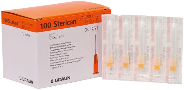 Sterican® Dentalkanülen 100 Stück orange, G25, Ø 0,5 mm, 17/23 kurz