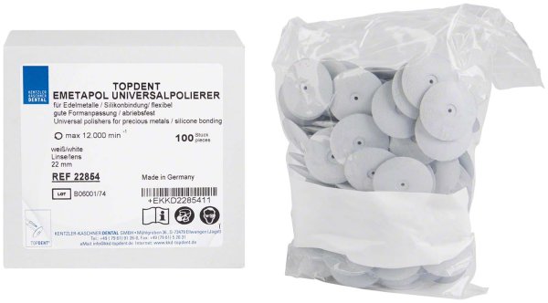 TOPDENT Emetapol 100 Stück weiß mittel, Linse Ø 22 mm