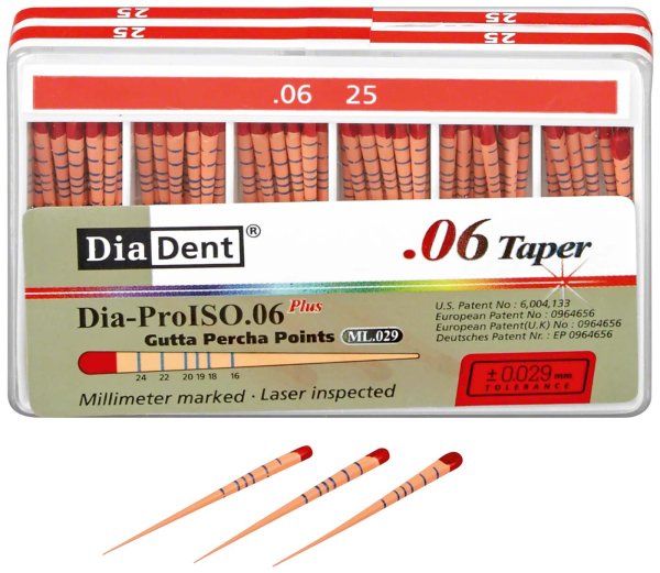 DiaDent® Dia-Pro Guttaperchaspitzen 60 Stück Taper.06, ISO 025