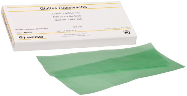 Glattes Gusswachs 15 Stück grün, Stärke 0,3 mm