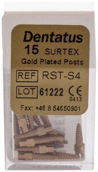 Classic Surtex vergoldete Wurzelstifte 15 Stück 7,8 mm, Ø 1,5 mm, Größe 4