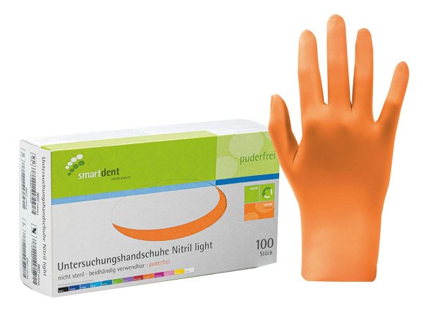 smart Nitrilhandschuhe light 100 Stück puderfrei, orange, M