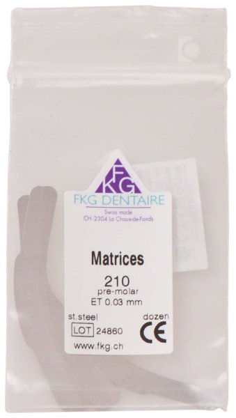 FKG Matrizen 12 Stück 210, ET 0,03 mm, Prämolar