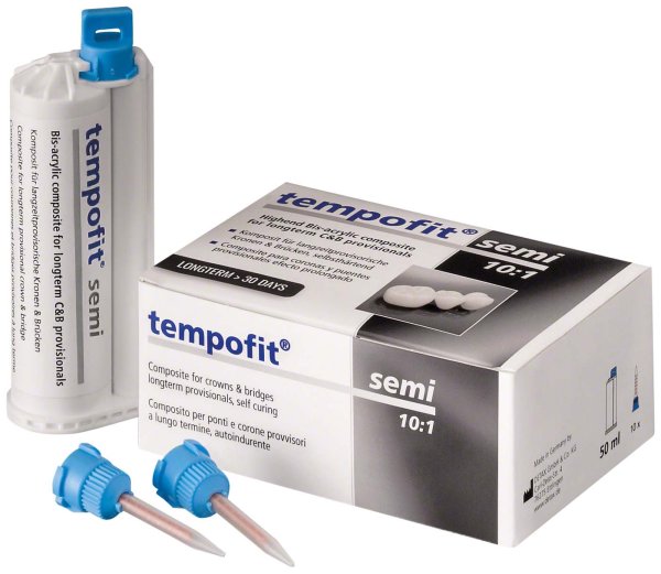 tempofit® semi 50 ml Doppelkartusche A2, 10 T-Mixer blau, 10:1