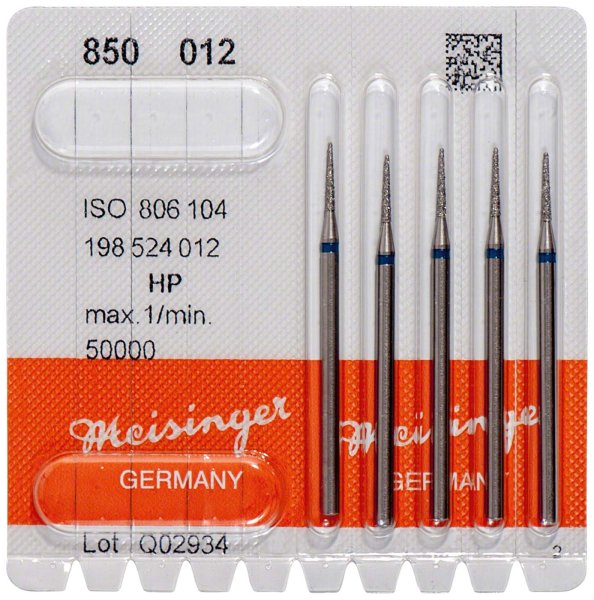 Diamanten 850 5 Stück blau mittel, HP, Figur 198 konisch rund, 8 mm, ISO 012