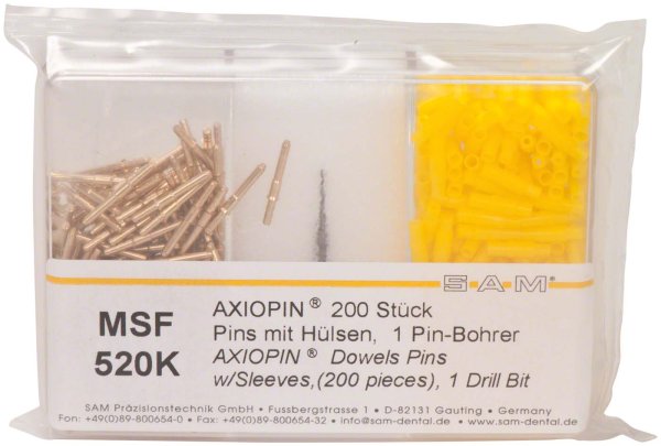 SAM® PIN SYSTEM AXIOPIN® 200 Pins, 200 Hülsen, 1 Bohrer 1,6 mm