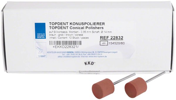 TOPDENT KonusPolierer 12 Stück HP, braun grob, Ø 14 mm