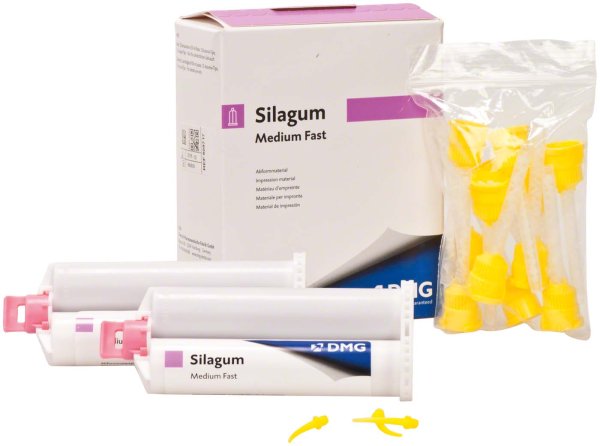 Silagum Medium 2 x 50 ml Doppelkartusche Fast, 12 Automix-Tips, 12 Intraoral-Tips