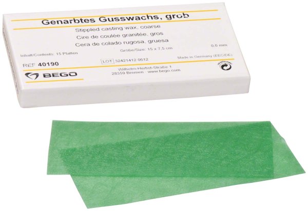 Gusswachs genarbt 15 Stück grün, grob, Stärke 0,6 mm