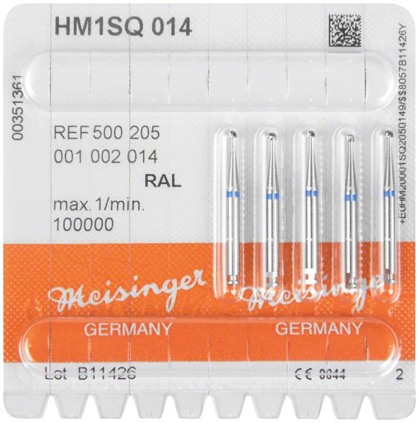 HM-Bohrer 1SQ 5 Stück schnittfr. Verz. Querhieb, RAL, blau, Figur 001, ISO 014