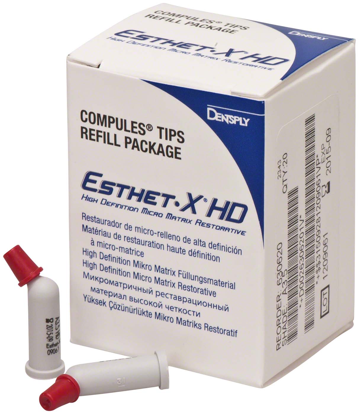 ESTHET•X® HD **Nachfüllpackung** 20 x 0,25 g Tip A3,5 Composite lichthärtend, stumpfaufbau