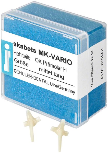 skabets MK-VARIO **Nachfüllpackung** 25 Stück Oberkiefer Prämolar H mittel lang