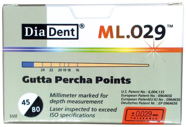 DiaDent® ML.029™ Gutta Percha Points 120 Stück ISO 045-080