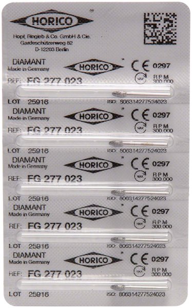 Diamantschleifer 277 5 Stück FG, Figur 277, 4,5 mm, ISO 023