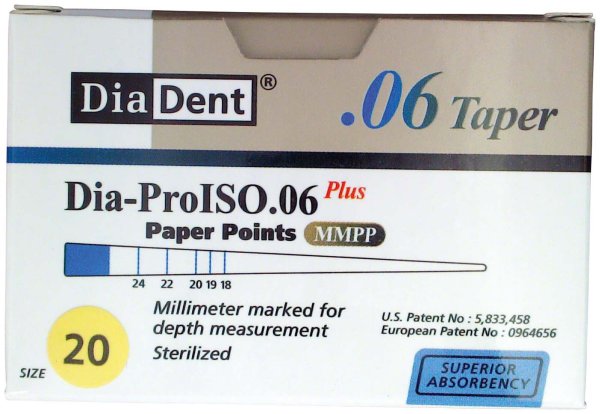 DiaDent® Dia-Pro Paper Points 100 Stück Taper.06, ISO 020